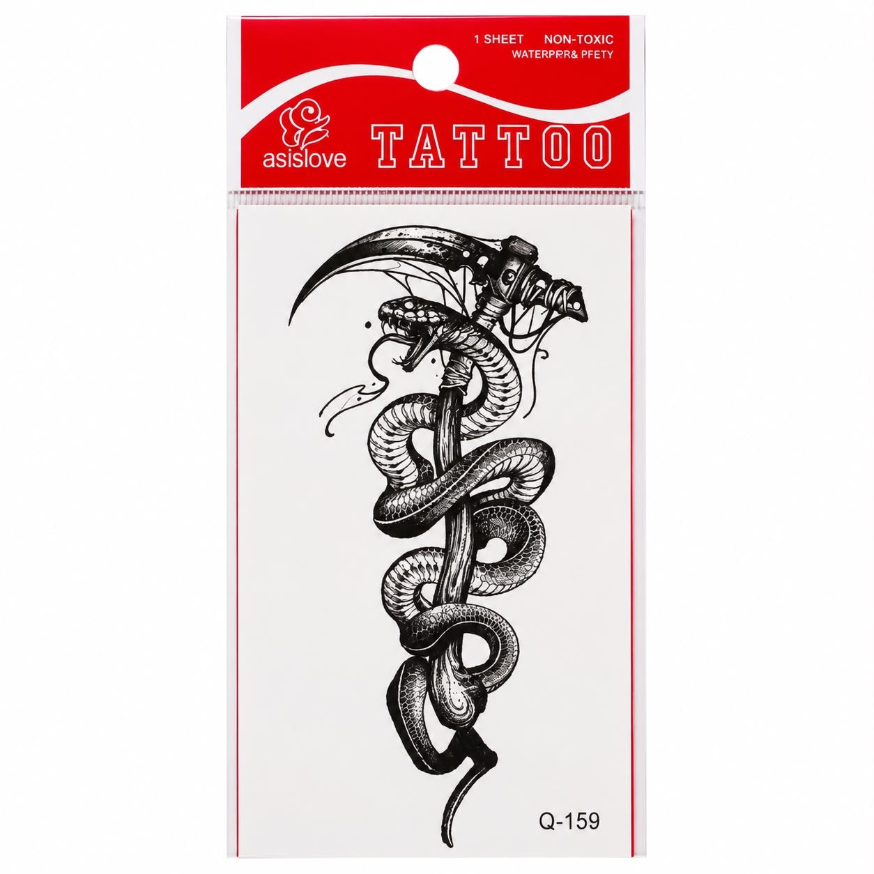 Tatuaj Temporar Semipermanent Șarpe cu Coasă Gotică 10 cm