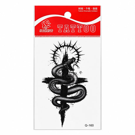 Tatuaj Temporar Semipermanent Șarpe cu Cruce 10 cm – Design Gothic și Simbolic
