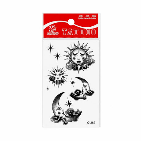 Tatuaj Temporar Semipermanent Soare și Lună – Design Astral Vintage, 10 cm