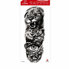 Tatuaj Temporar Semipermanent Tigru Feroce cu Trandafir și Ochi Realist – 45 cm