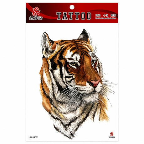 Tatuaj Temporar Semipermanent Tigru Realist – 20 cm, Rezistent la Apă, Efect 3D