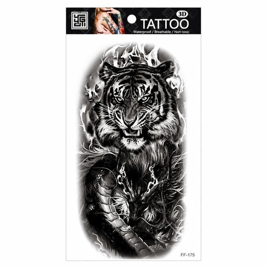 Tatuaj Temporar Semipermanent Tigru și Dragon Oriental – 18 cm, Rezistent la Apă