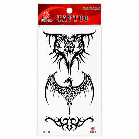 Tatuaj Temporar Semipermanent Tribal Dragon și Simboluri Gotice – 18 cm, Rezistent la Apă