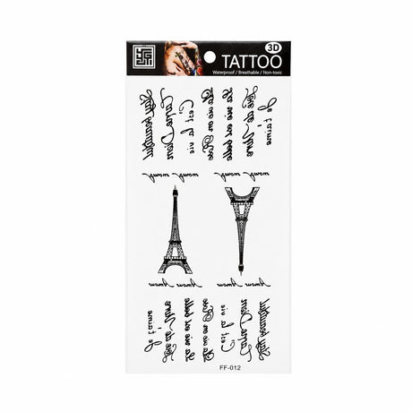 Tatuaj Temporar Semipermanent Turnul Eiffel și Mesaje Motivaționale – 18 cm, Rezistent la Apă