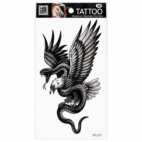 Tatuaj Temporar Semipermanent Vultur și Șarpe – 18 cm, Rezistent la Apă
