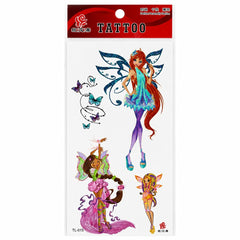 Tatuaj Temporar Semipermanent Zâne și Fluturi Colorați – 18 cm, Rezistent la Apă