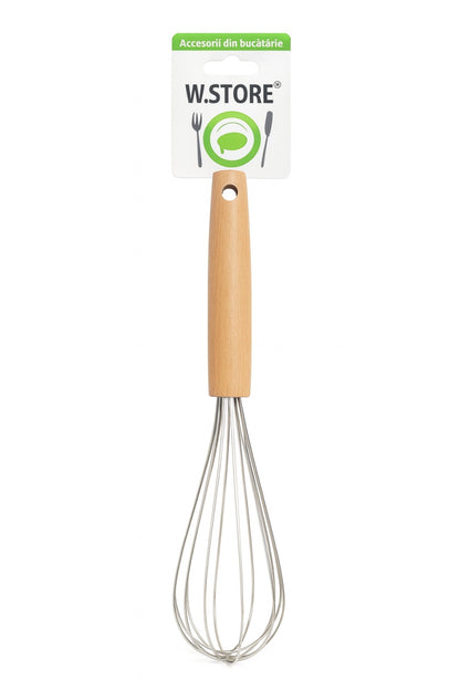 Tel de bucatarie din inox cu maner din lemn , Mixer manual rezistent