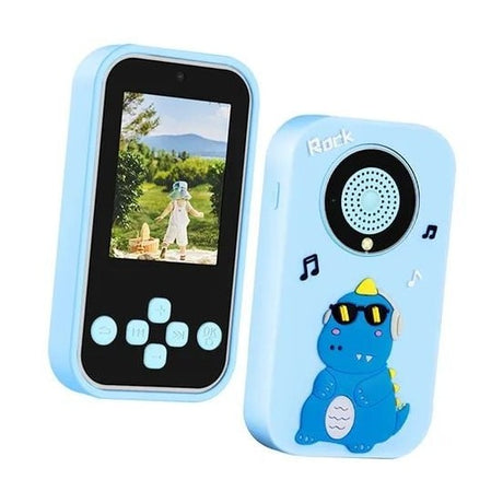Telefon copii model dinozaur albastru cu camera jocuri muzica si ecran color