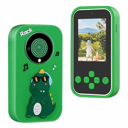 Telefon copii model dinozaur verde cu camera jocuri muzica si ecran color