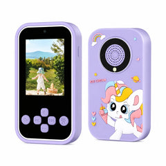 Telefon copii model unicorn mov cu camera jocuri muzica si ecran color