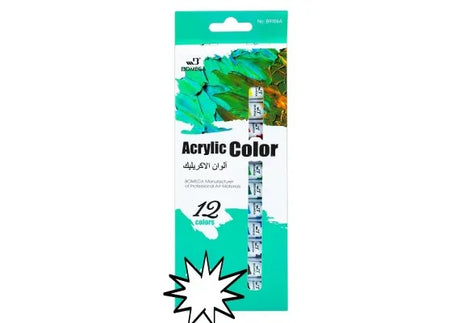 Tempera acrilica Bomei 12 culori x 12ml , set complet pentru pictura si proiecte creative,