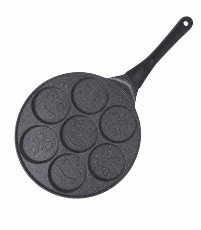 Tigaie pentru clătite și pancakes Smile Face, antiaderentă, 7 forme, Breakfast Pan