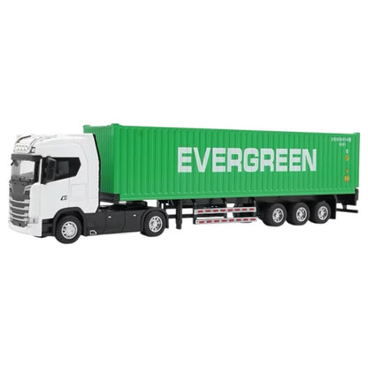 Tir metalic premium 1:32 alb cu container verde lumini sunete 42 cm colectie