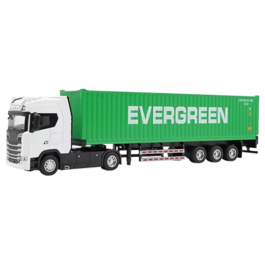Tir metalic premium 1:32 alb cu container verde lumini sunete 42 cm colectie