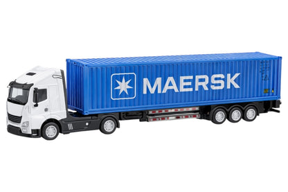 Tir metalic premium 1:32 cu container deschidere lumini sunete 42 cm model colectie
