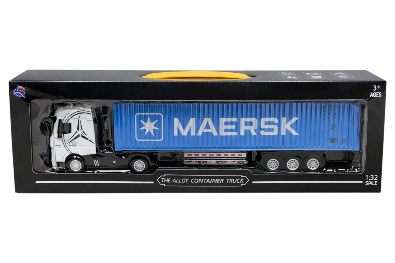 Tir metalic premium 1:32 cu container deschidere lumini sunete 42 cm model colectie