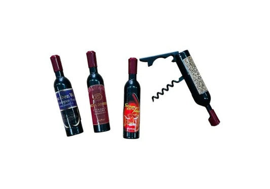 Tirbuson forma sticla de vin 12cm , desfacator creativ si compact, model combinat, ideal pentru cadouri si accesorii bar,