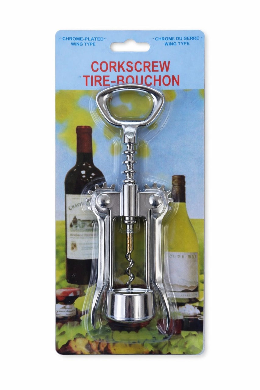 Tirbușon metalic de vin, argintiu, 21x9 cm, deschizător sticle