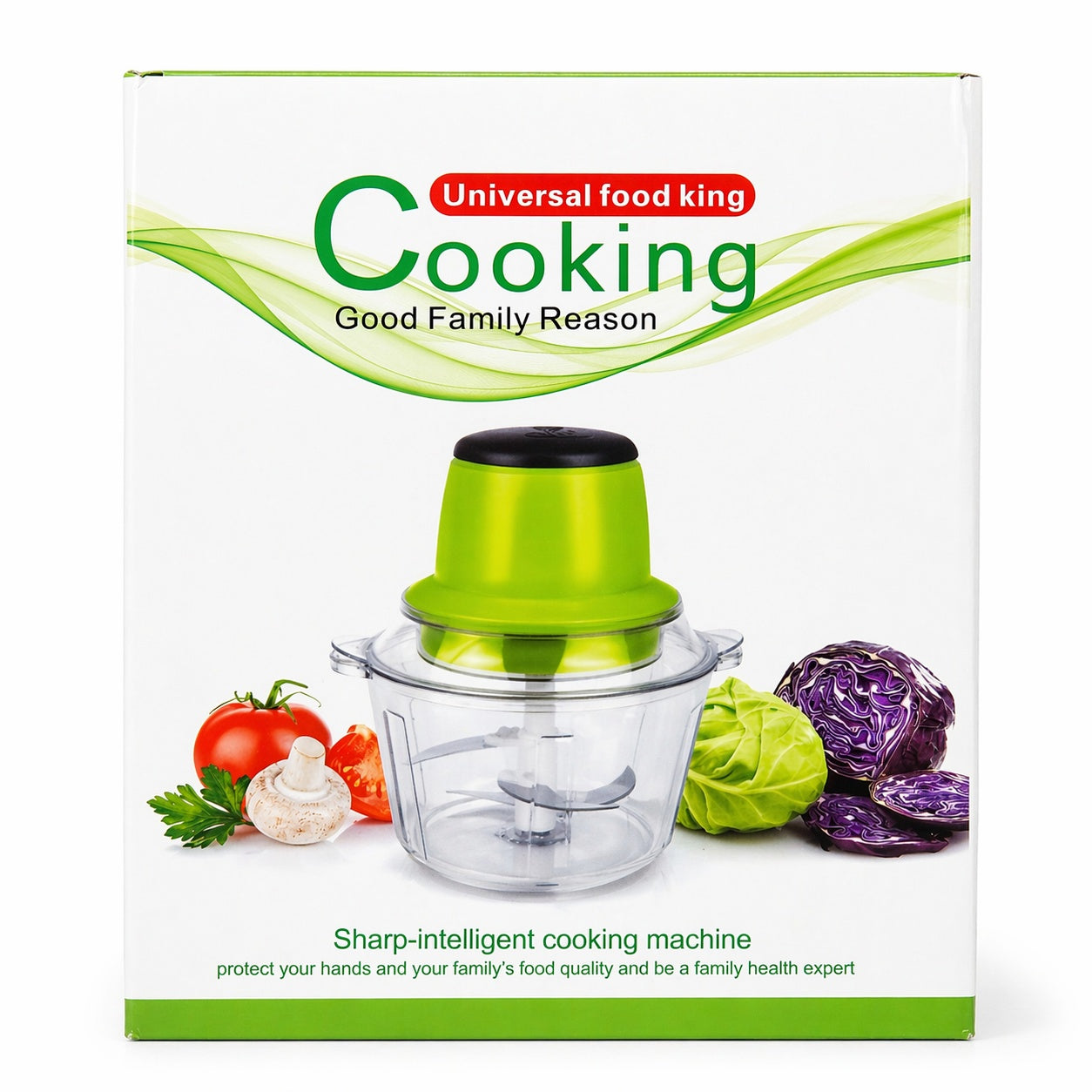 Tocator legume electric 23.5x18 cm, bol transparent, lame inox, multifunctional, verde