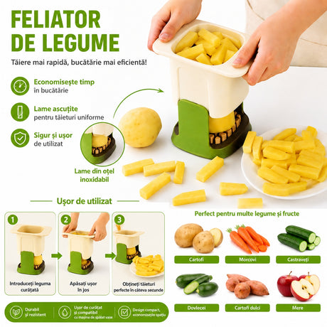 Tocător Manual de Legume 11 cm – Feliator pentru legume cuburi