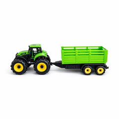 Tractor cu remorca agricola, jucarie copii, verde, remorca detasabila, Farm Car