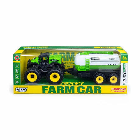 Tractor cu remorca cisterna apa, jucarie ferma copii, Farm Car 38.5 cm