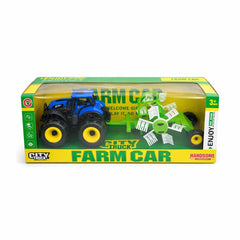 Tractor fermă albastru, plastic ABS, jucărie vehicul agricol