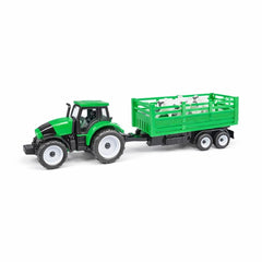 Tractor jucarie cu remorca si animale domestice, model ferma, verde 31.5cm