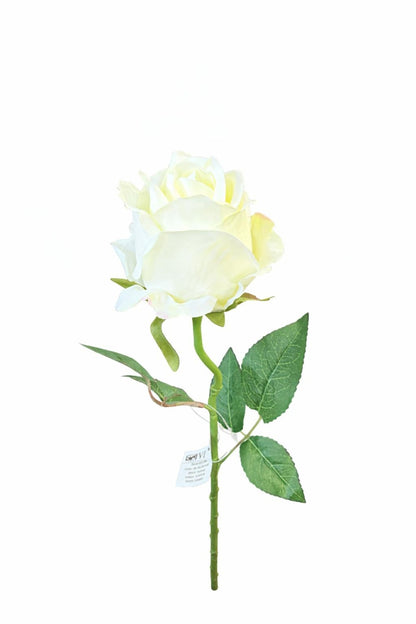Trandafir artificial alb cremos calitate superioara 50 cm diametru floare 7 cm