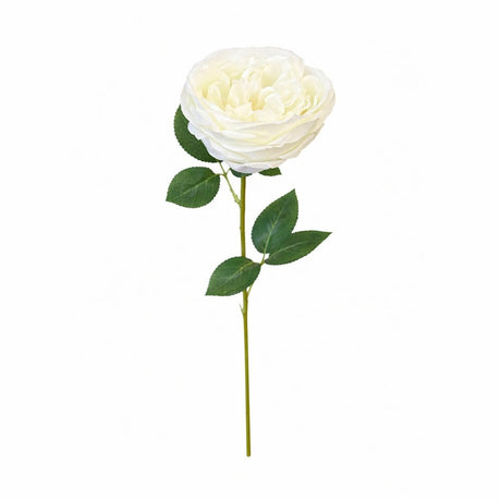 Trandafir artificial alb extrabogat cu petale 50 cm diametru floare 10 cm