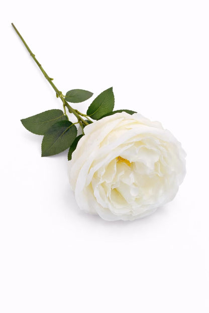 Trandafir artificial alb extrabogat cu petale 50 cm diametru floare 10 cm