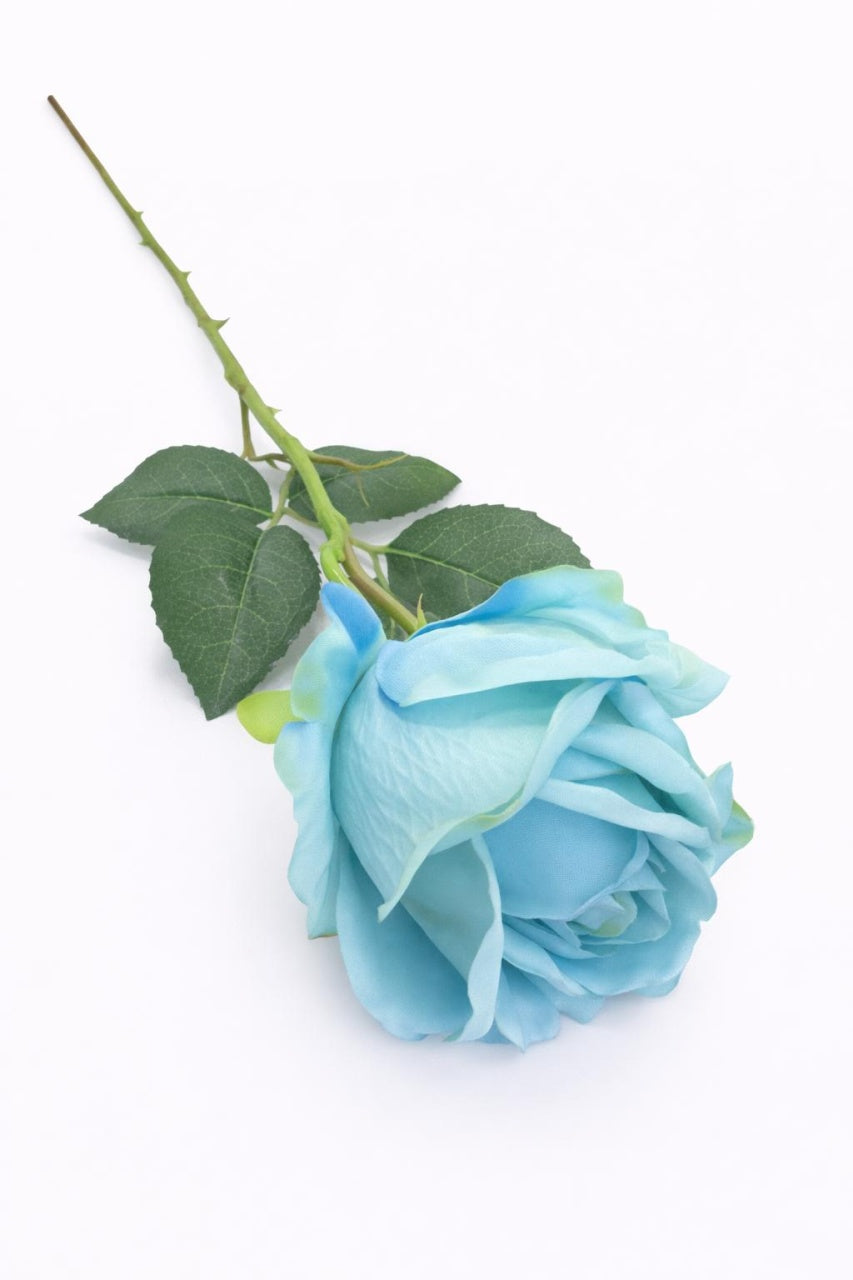 Trandafir artificial albastru deschis calitate superioara 50 cm diametru floare 7 cm