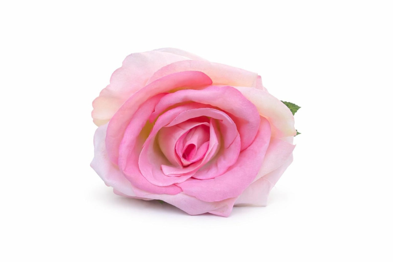 Trandafir artificial crem cu roz petale catifea 50 cm diametru floare 8-9 cm