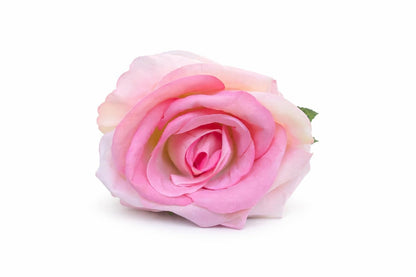 Trandafir artificial crem cu roz petale catifea 50 cm diametru floare 8-9 cm