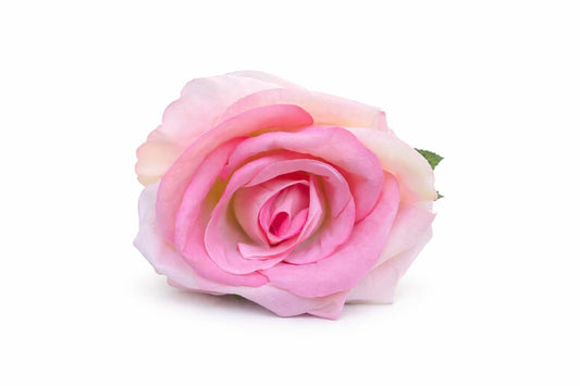 Trandafir artificial crem cu roz petale catifea 50 cm diametru floare 8-9 cm