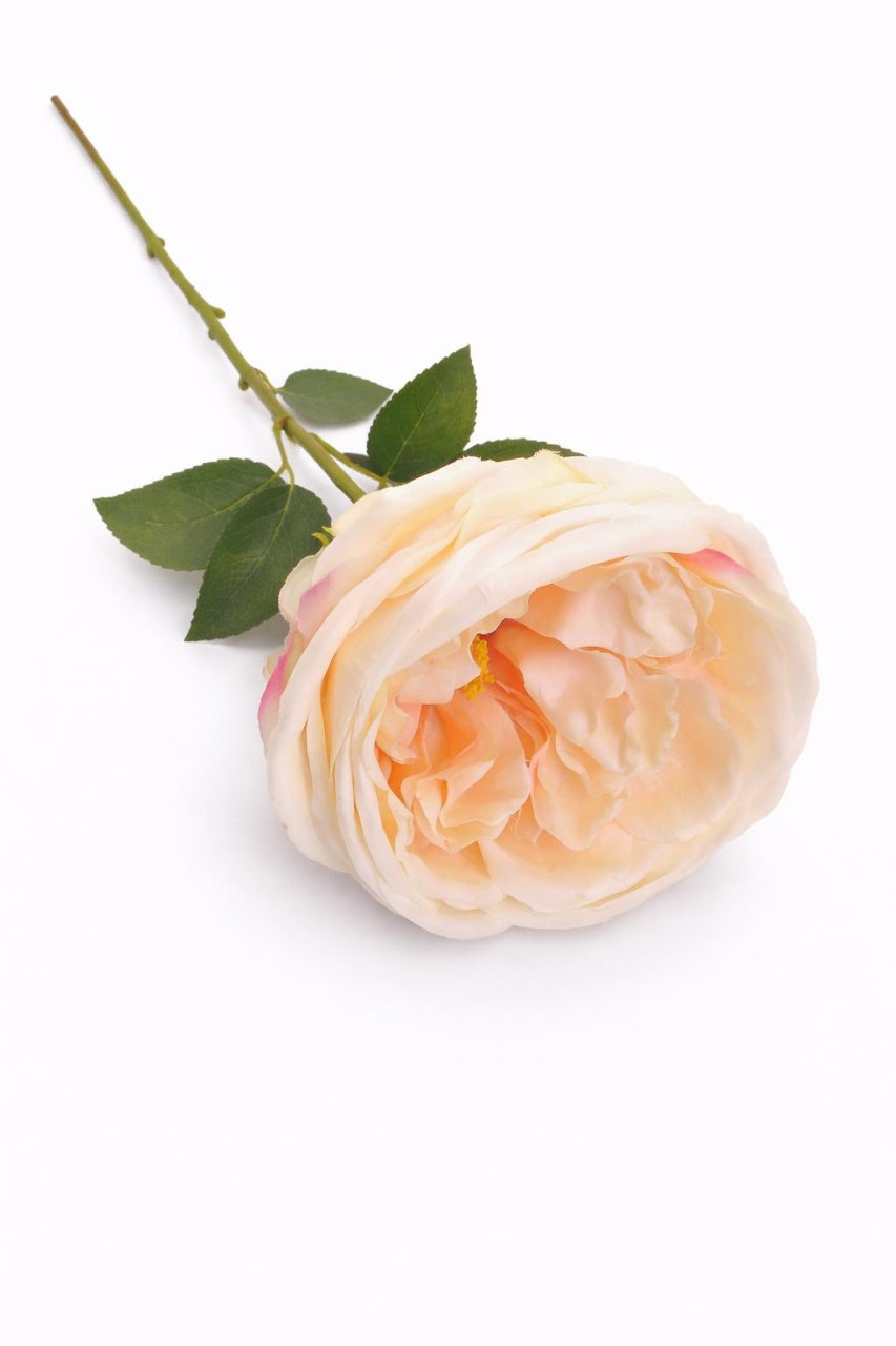Trandafir artificial crem discret extrabogat cu petale 50 cm diametru floare 10 cm