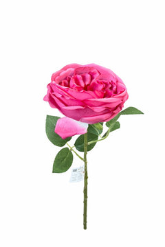 Trandafir artificial roz aprins extrabogat cu petale 50 cm diametru floare 10 cm