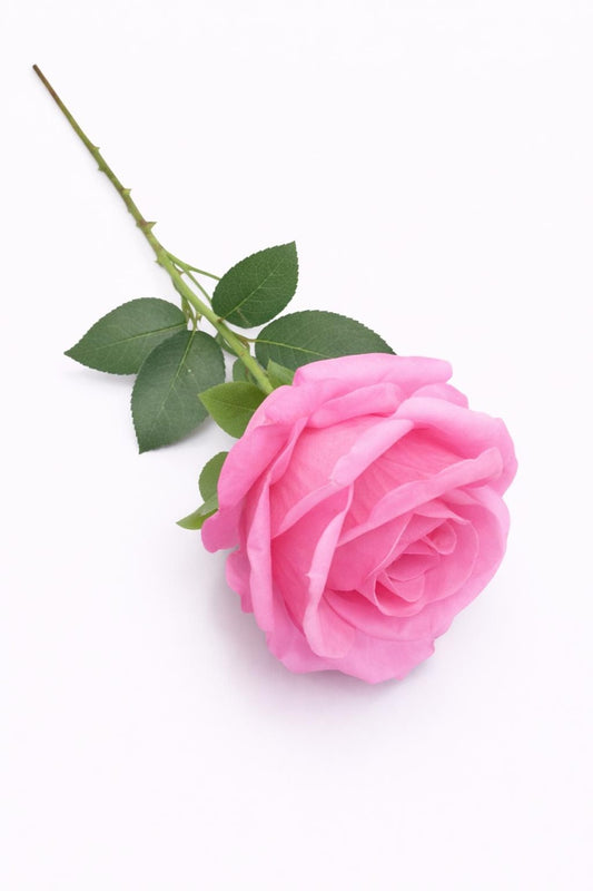 Trandafir artificial roz cu petale catifea 50 cm diametru floare 8-9 cm