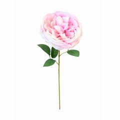 Trandafir artificial roz delicat si crem extrabogat 50 cm diametru floare 10 cm