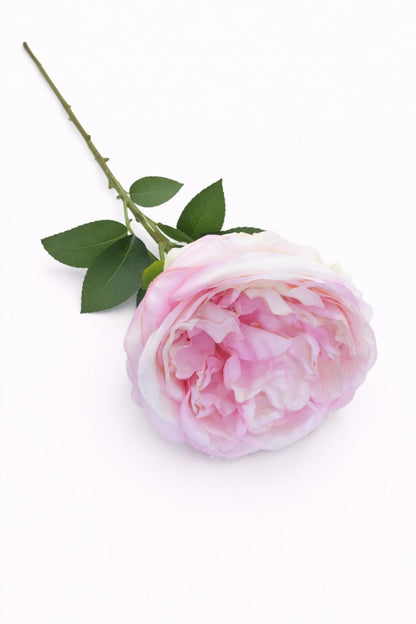 Trandafir artificial roz delicat si crem extrabogat 50 cm diametru floare 10 cm
