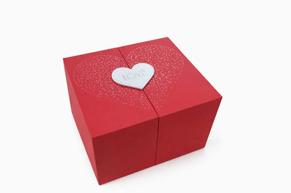 Trandafir criogenat in glob cu cutie rosie 15x14x12 cm, cadou romantic cu compartiment
