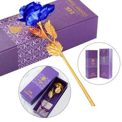 Trandafir decorativ albastru in cutie eleganta, cadou premium cu punguta inclusa