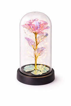 Trandafir Etern Rose Aura , Cupola Plastic cu LED, Cadou Romantic pentru Indragostiti