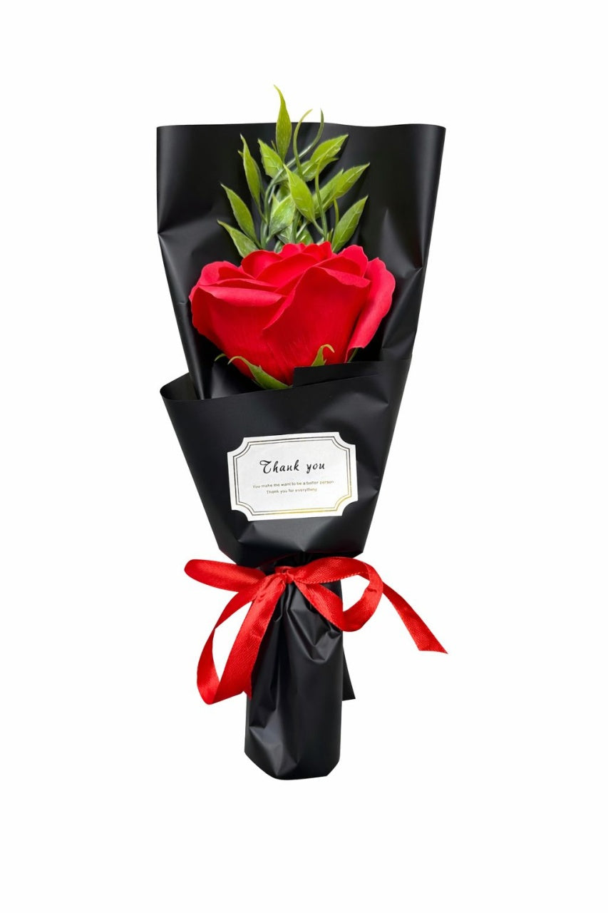Trandafir Spuma Rosu in Cutie Decorativa Neagra Transparenta 26cm