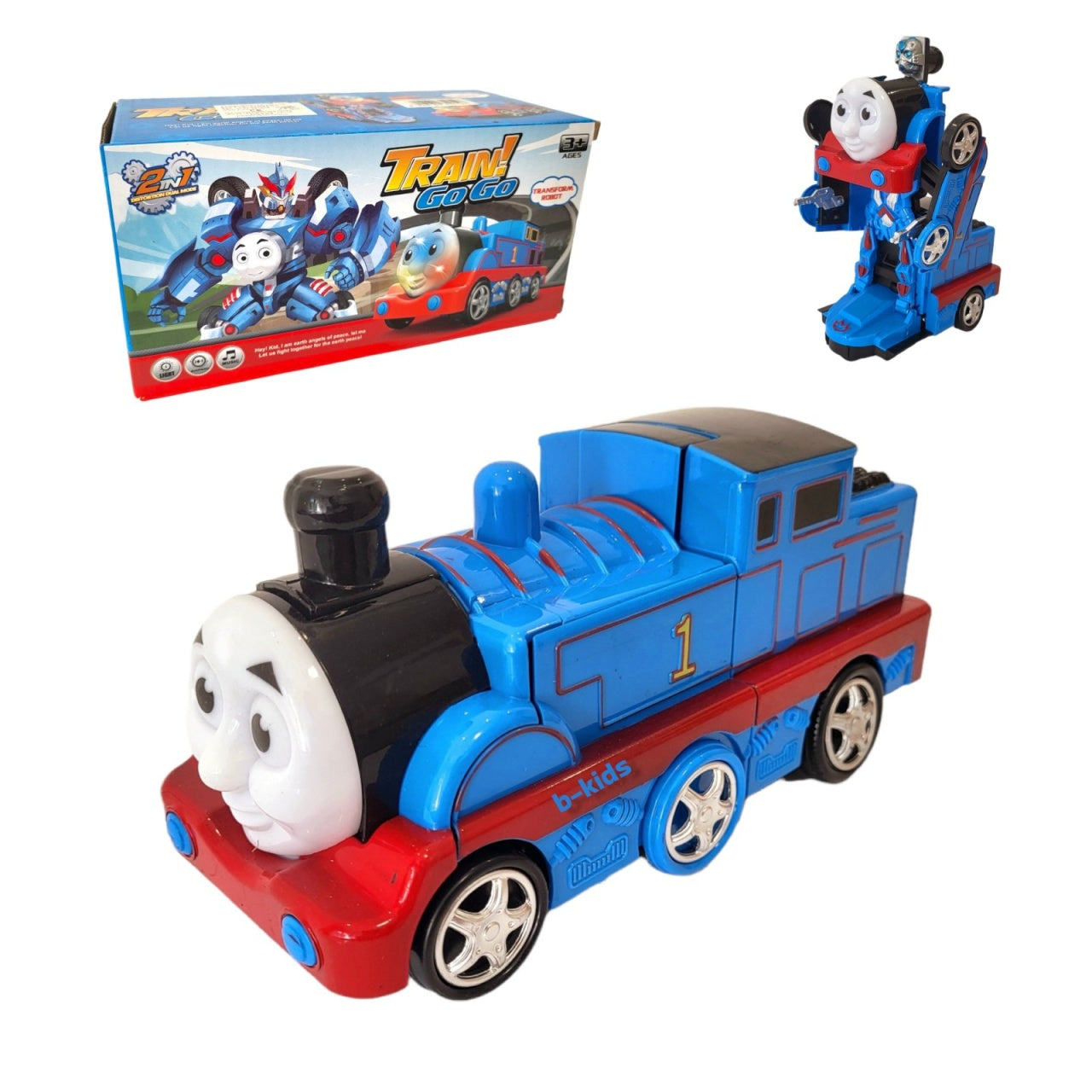Tren Transformer cu Lumini si Muzica , 20 cm, Robot 2-in-1