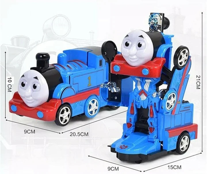 Tren Transformer cu Lumini si Muzica , 20 cm, Robot 2-in-1