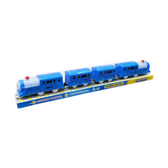 Trenulet vesel electric, 2 locomotive si 2 vagoane, 44.5 cm, albastru
