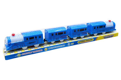 Trenulet vesel electric, 2 locomotive si 2 vagoane, 44.5 cm, albastru