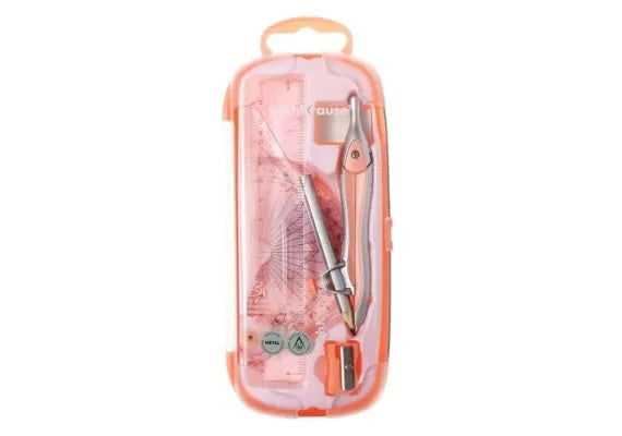 Trusa de geometrie Yalong Pastel 8 piese , set colorat si complet pentru scoala si desen tehnic,