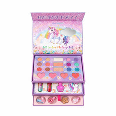 Trusă de Machiaj All in One pentru Copii cu Unicorn, Set Complet Cosmetice, 3+ Ani